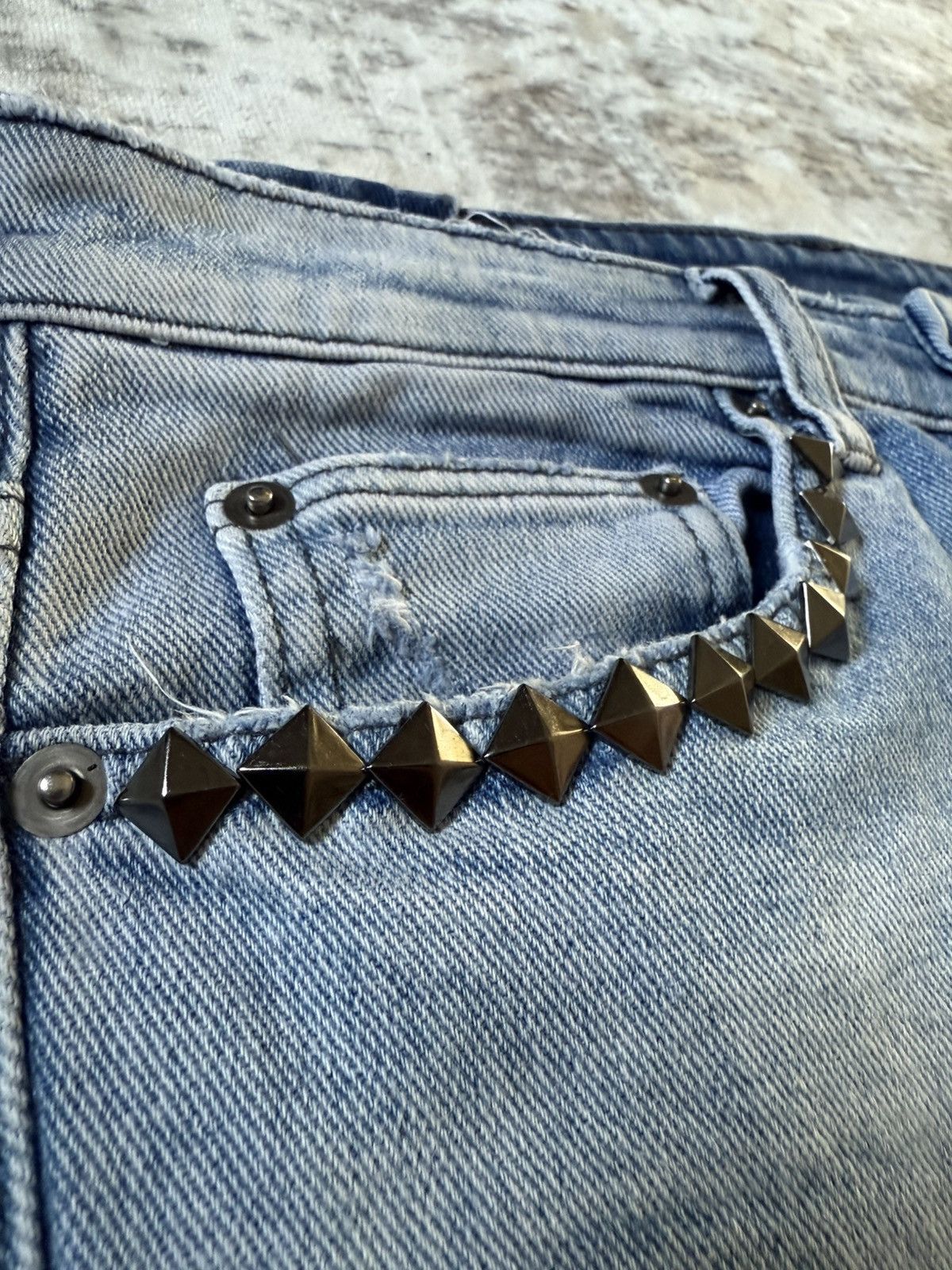 Ksubi Ksubi Studded Phython Snake Repaired Distressed Skinny Jeans Size US 30 / EU 46 - 5 Thumbnail
