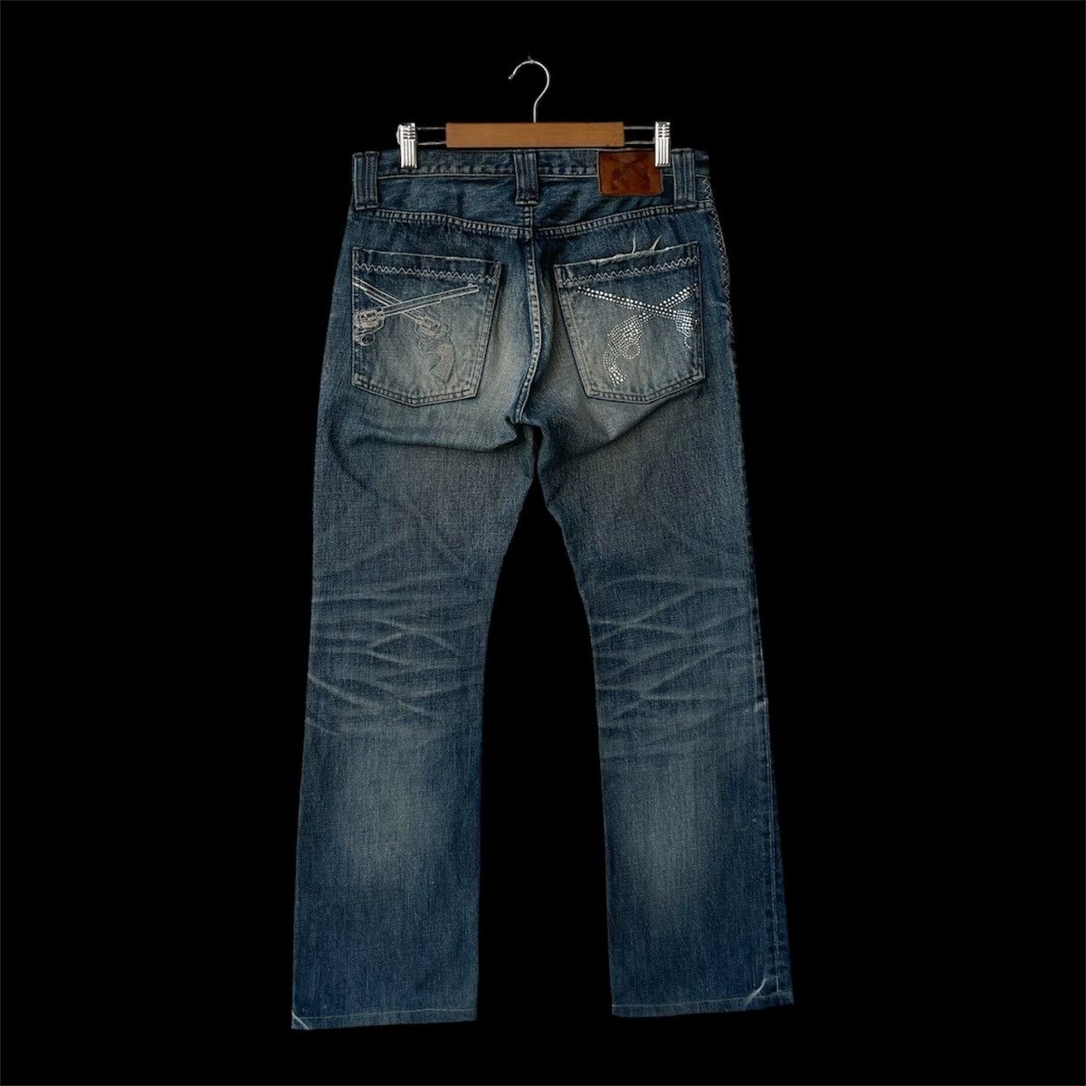 roarguns Flared Roar Guns Swarovski Crystal Pistols Thrashed Denim Size US 32 / EU 48 - 2 Thumbnail