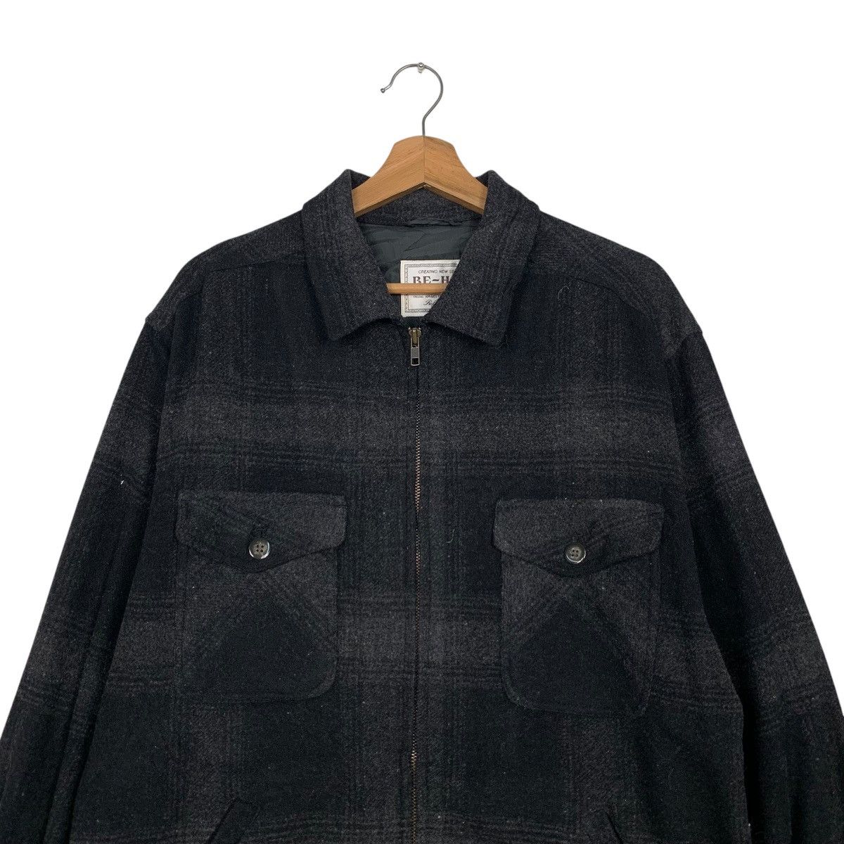 Vintage 90’s Workwear Black Checked Flannel Chore Jacket #2830-C128 Size US M / EU 48-50 / 2 - 2 Thumbnail