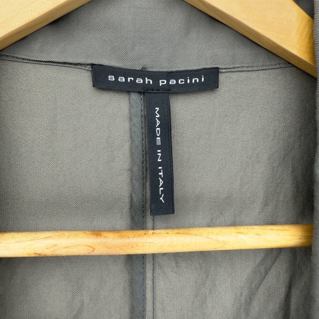Sarah Pacini SARAH PACINI Button Down Eyelets Long Sleeve Green Coat FLAW Size S / US 4 / IT 40 - 7 Thumbnail