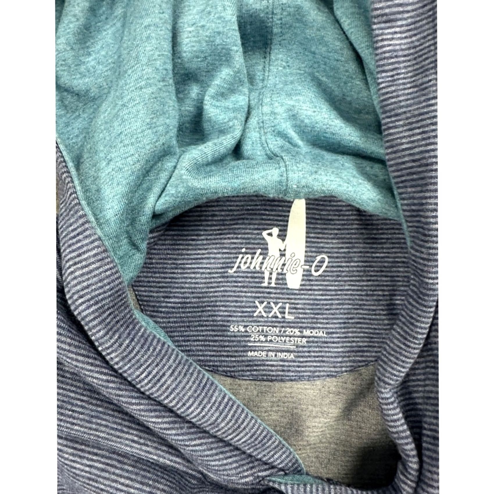 johnnie-O johnnie-O Gunnar Twilight Striped Long Sleeve Hooded Tee 2XL Navy Blue Hoodie Mens Size US XXL / EU 58 / 5 - 7 Thumbnail