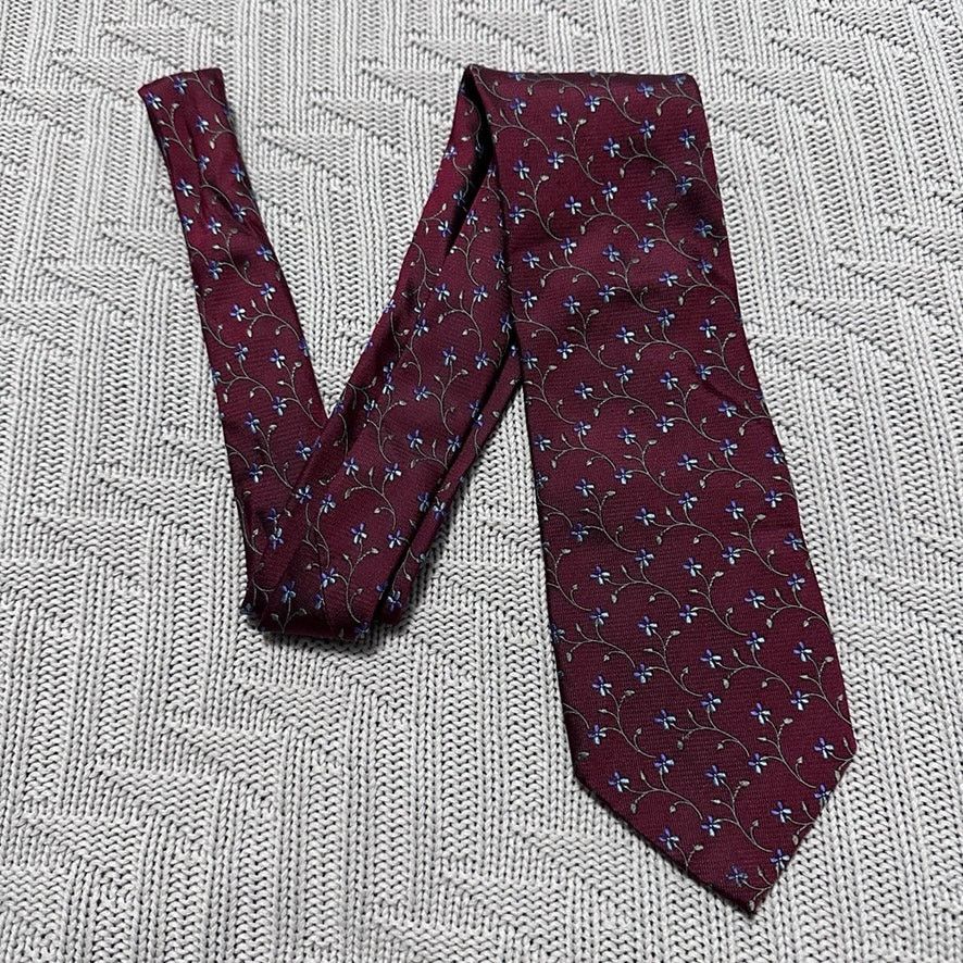 Barneys New York Barneys maroon floral motif silk tie Size ONE SIZE - 1 Thumbnail