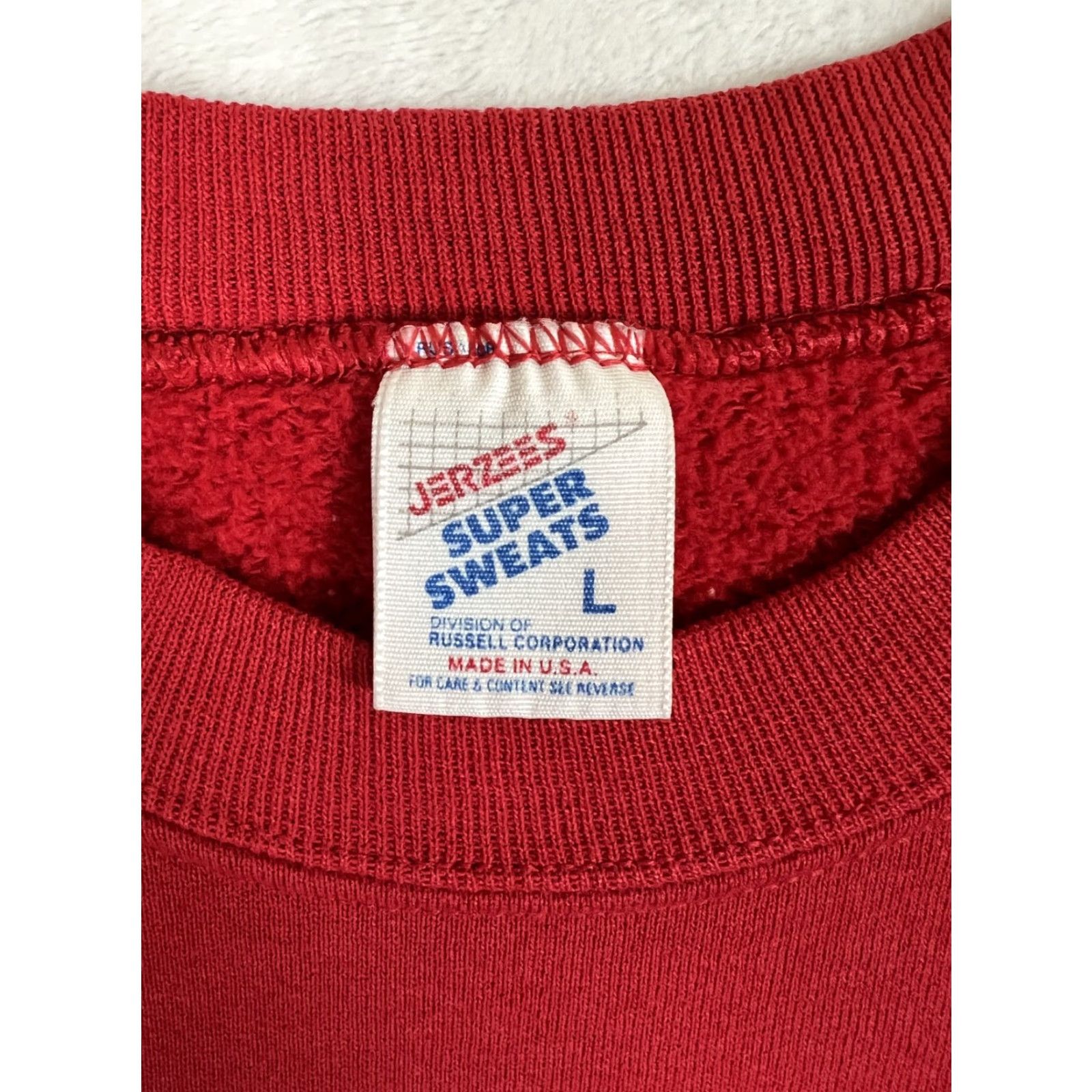 Jerzees VINTAGE Jerzees Sweatshirt Red 90s California USA Made Long Sleeve Crew Neck Fleece Size L Men Pullover Winter Fall Spring Beer Pattern Solid Size US L / EU 52-54 / 3 - 5 Thumbnail