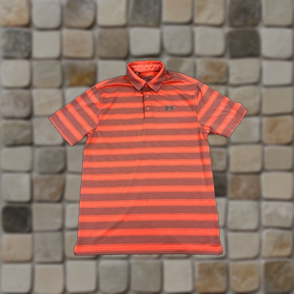 Under Armour Under Armour Polo Shirt Mens M Gray Orange HeatGear Golf Shirt Polo Sports Breathable Short Sleeve Size US M / EU 48-50 / 2 - 1 Thumbnail