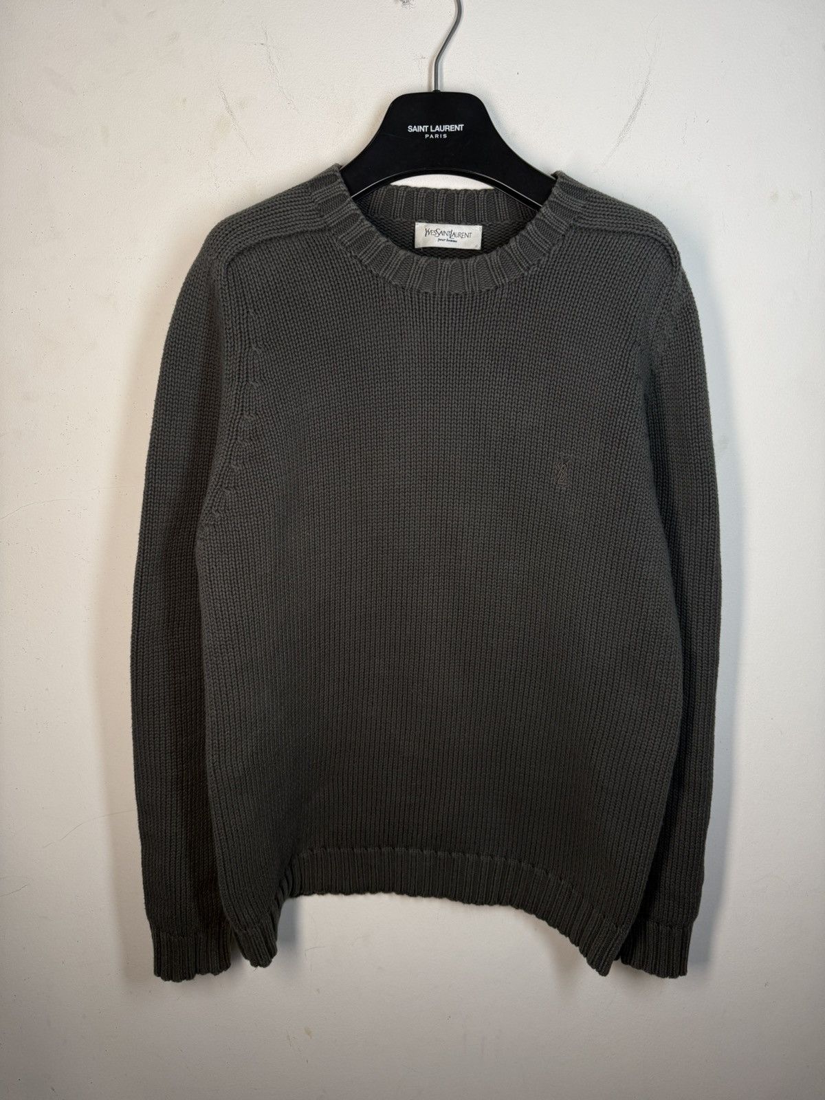Yves Saint Laurent Heavy YSL Sweater Knit Dark Grey Thick Size US M / EU 48-50 / 2 - 1 Thumbnail