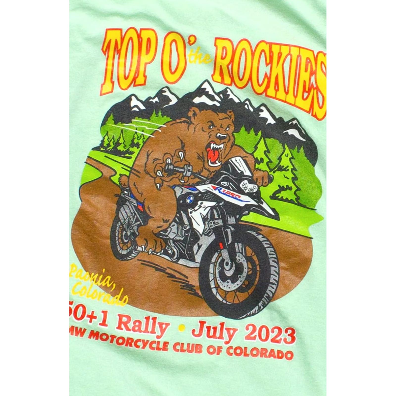 Gildan VINTAGE Top O' The Rockies Motorcycle Rally T-Shirt Unisex Adults Medium Green T-Shirt 2010s 2023 Mens Womens Size US M / EU 48-50 / 2 - 4 Thumbnail