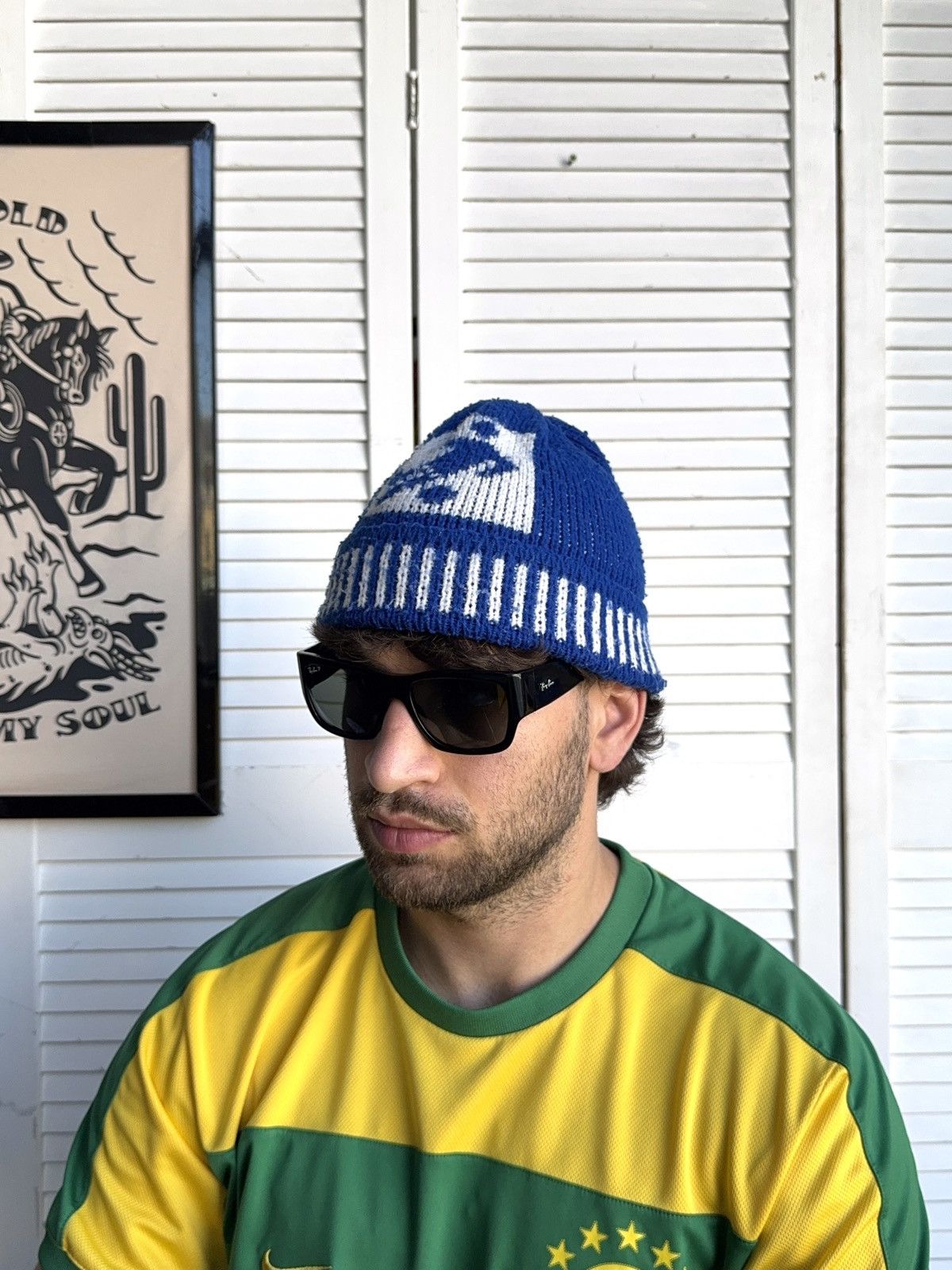 Vintage Vintage 80s Football Soccer Knit Beanie Hat Oldschool Size ONE SIZE - 5 Thumbnail