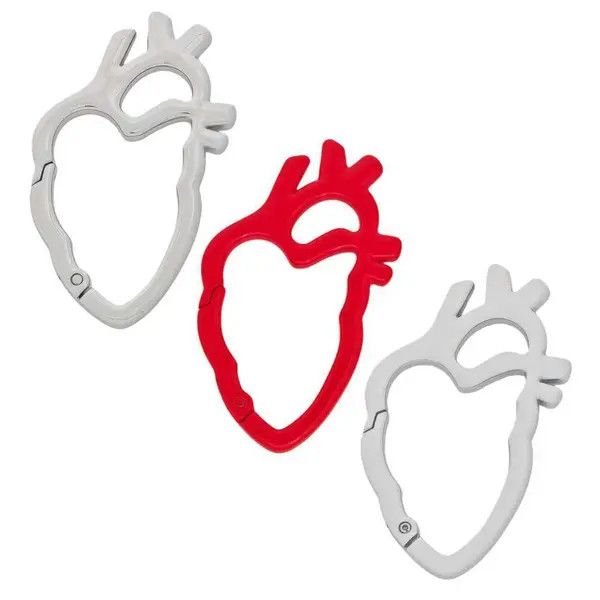 Jewelry Silver Anatomical Heart Carabiner Clip, Keychain Accessory Size ONE SIZE - 7 Thumbnail