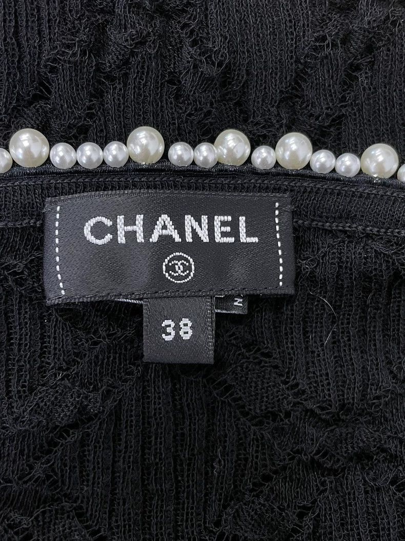 Chanel chanel Black pearl V-neck hollow knitwear undershirt long Size XS / US 0-2 / IT 36-38 - 4 Thumbnail