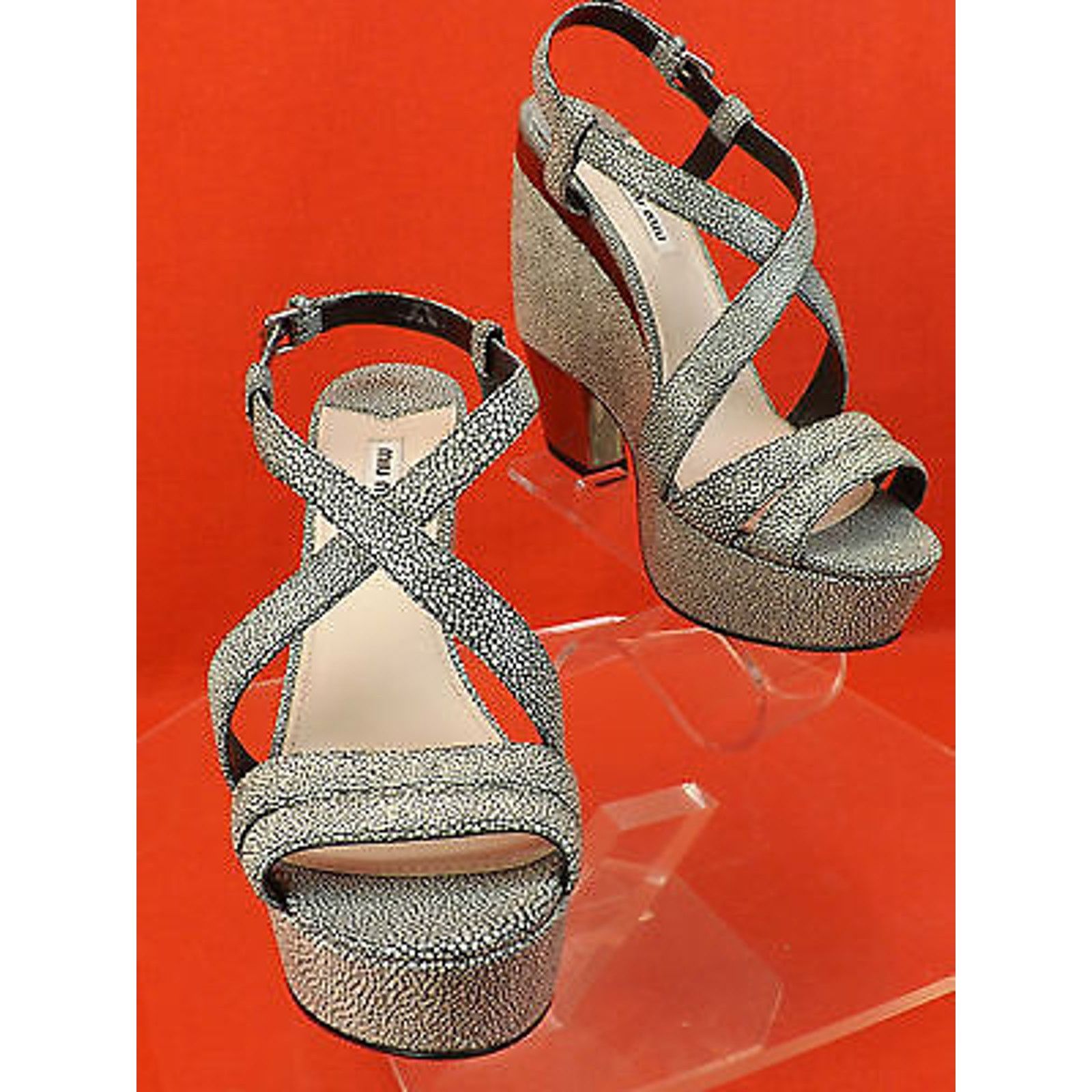 Miu Miu STINGRAY PEBBLE LEATHER METAL HEEL PLATFORM SANDALS 41 $750 Size US 11 / IT 41 - 7 Thumbnail