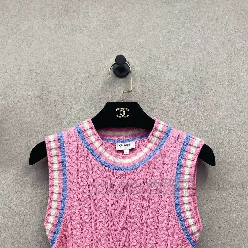 Chanel Chanel Pink colour-blocked striped sleeveless dress Size XXS / US 00 / IT 34 - 5 Thumbnail