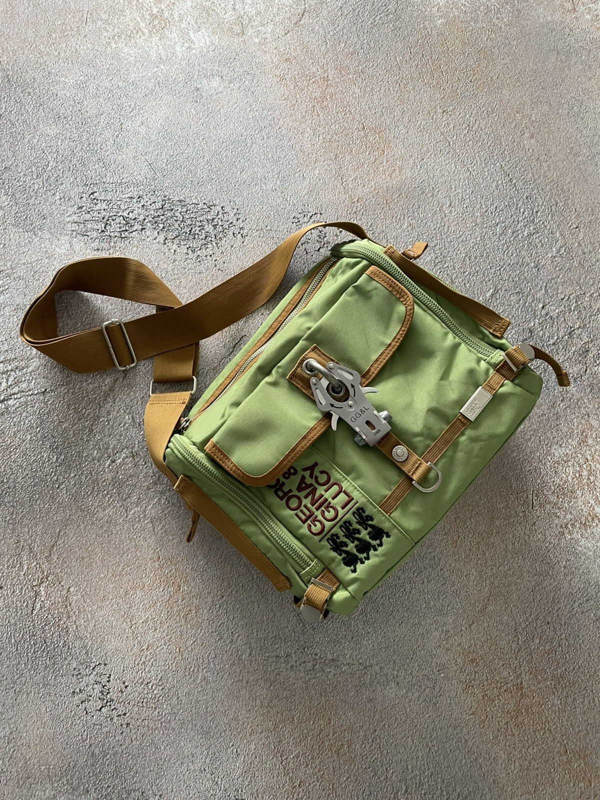 George Gina & Lucy Avant Garde Messenger Bag in Green, Men's