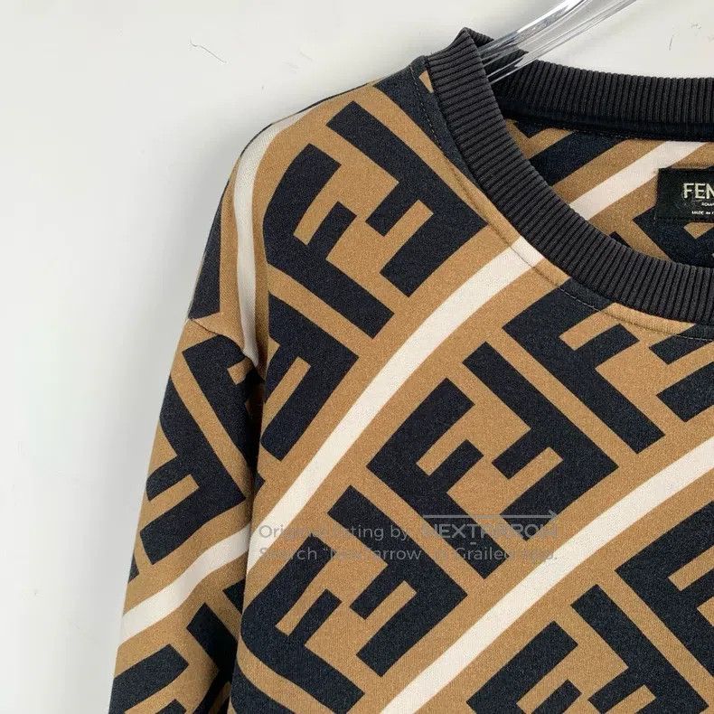Fendi Fendi Logo Monogram Letter Embroidered Brown Cotton Crewne Size US S / EU 44-46 / 1 - 3 Thumbnail