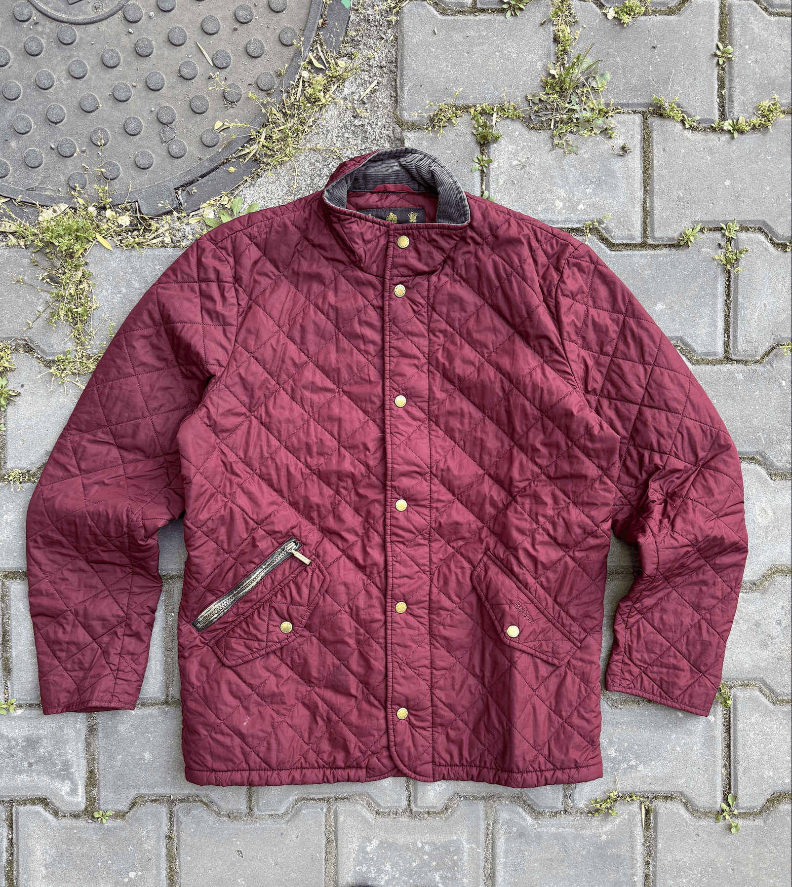 Pre-owned Barbour Liddesdale Quilted Burgundy Jacket Size M In Red