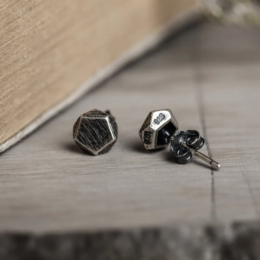 Jewelry Pentagon Geometric Stud Earrings 925 Sterling Ear Charm Gift Size ONE SIZE - 1 Thumbnail