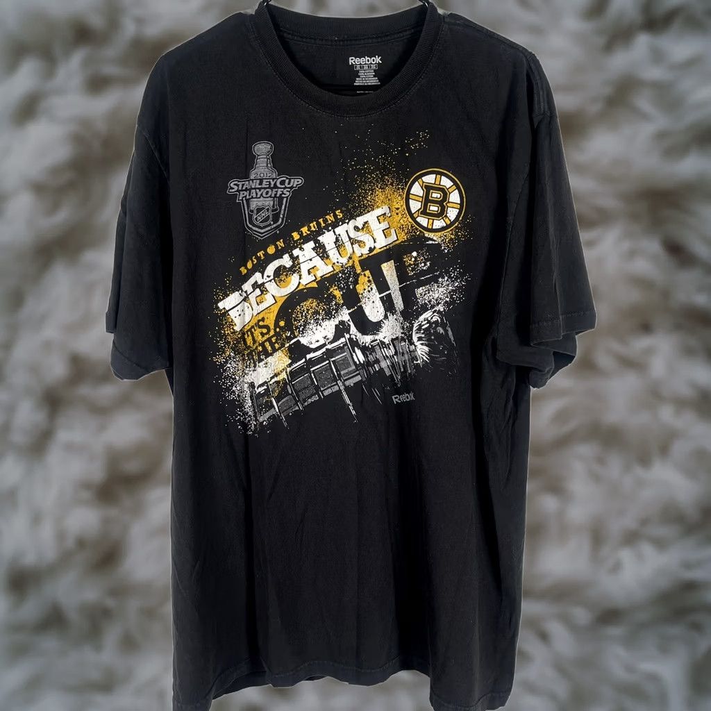 Reebok VINTAGE Reebok Boston Bruins Stanley Cup Playoffs Black Crew Neck T-shirt 2XL Mens Shirt Size US XXL / EU 58 / 5 - 1 Thumbnail