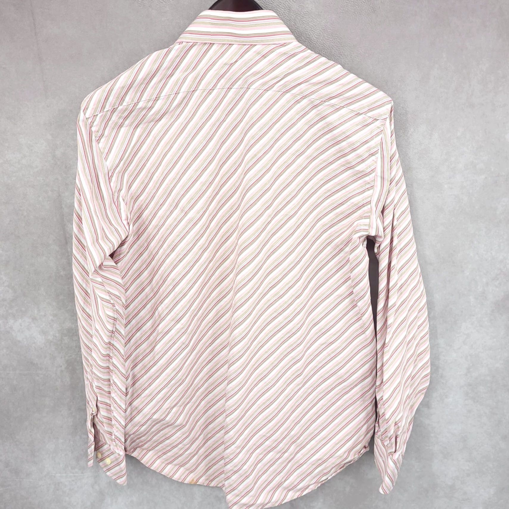 Express Express Shirt Mens Medium Pink Striped Classic Fit Button Up Polyester Blend Size US M / EU 48-50 / 2 - 6 Thumbnail