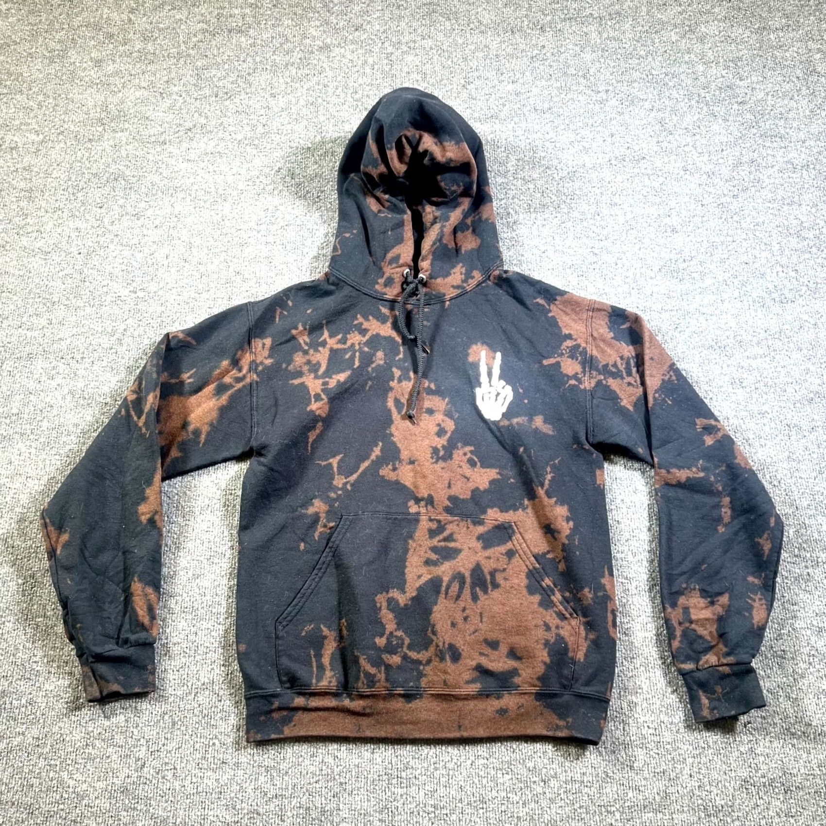 CO Artist Union Hoodie Men S Black Brown Tie Dye Skeleton Peace Graphic Shirt Size US S / EU 44-46 / 1 - 2 Thumbnail