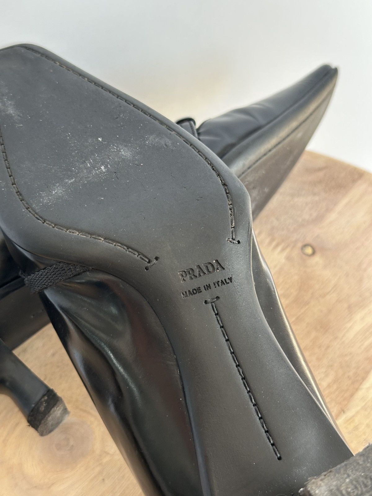 Prada Prada Black Leather Kitten Heel Pumps Mary Jane Buckle Size US 6 / IT 36 - 11 Thumbnail