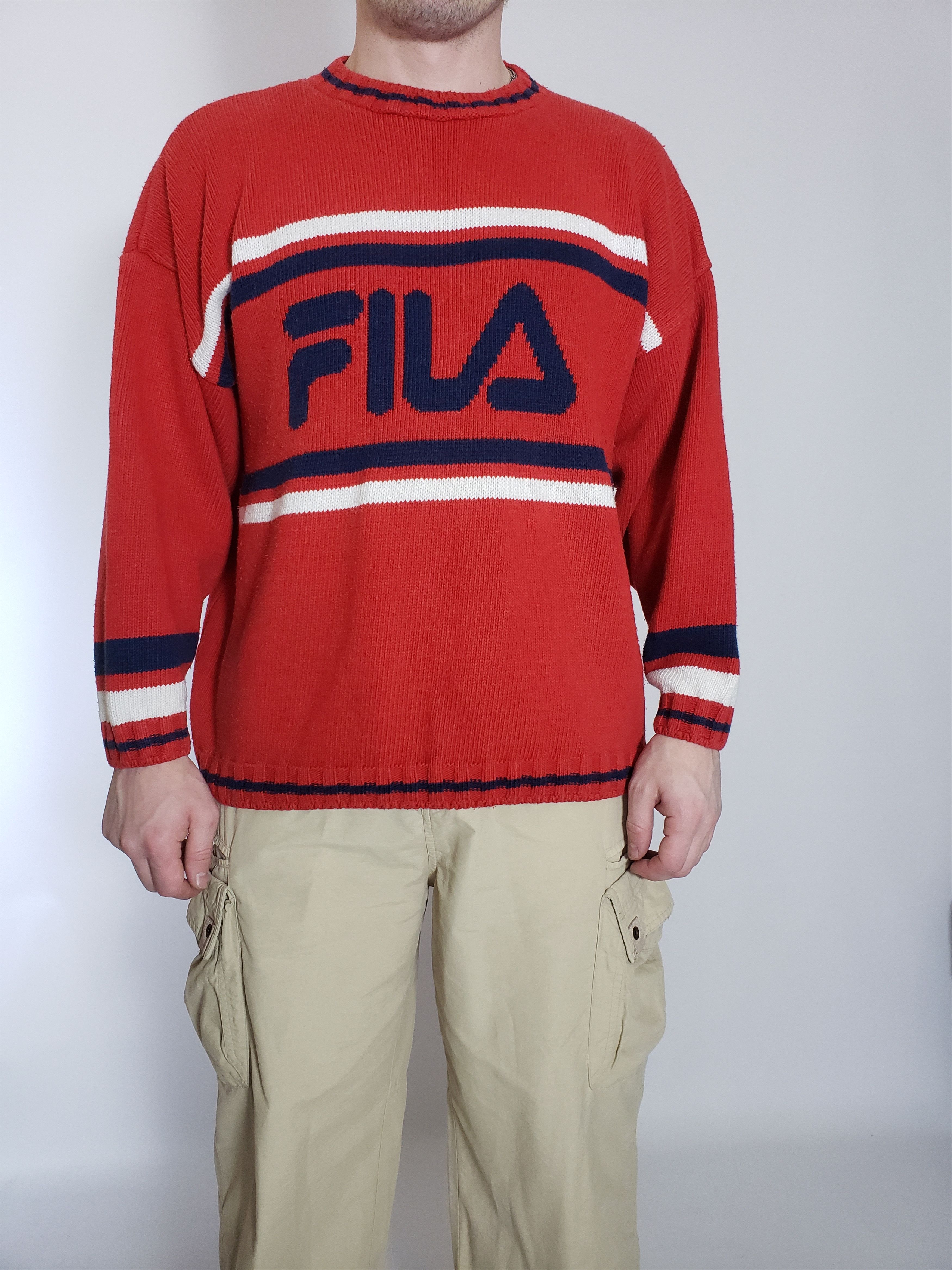 Fila × Vintage FILA Vintage knitted sweater Front Big Logo | Small |Red Size US S / EU 44-46 / 1 - 1 Thumbnail