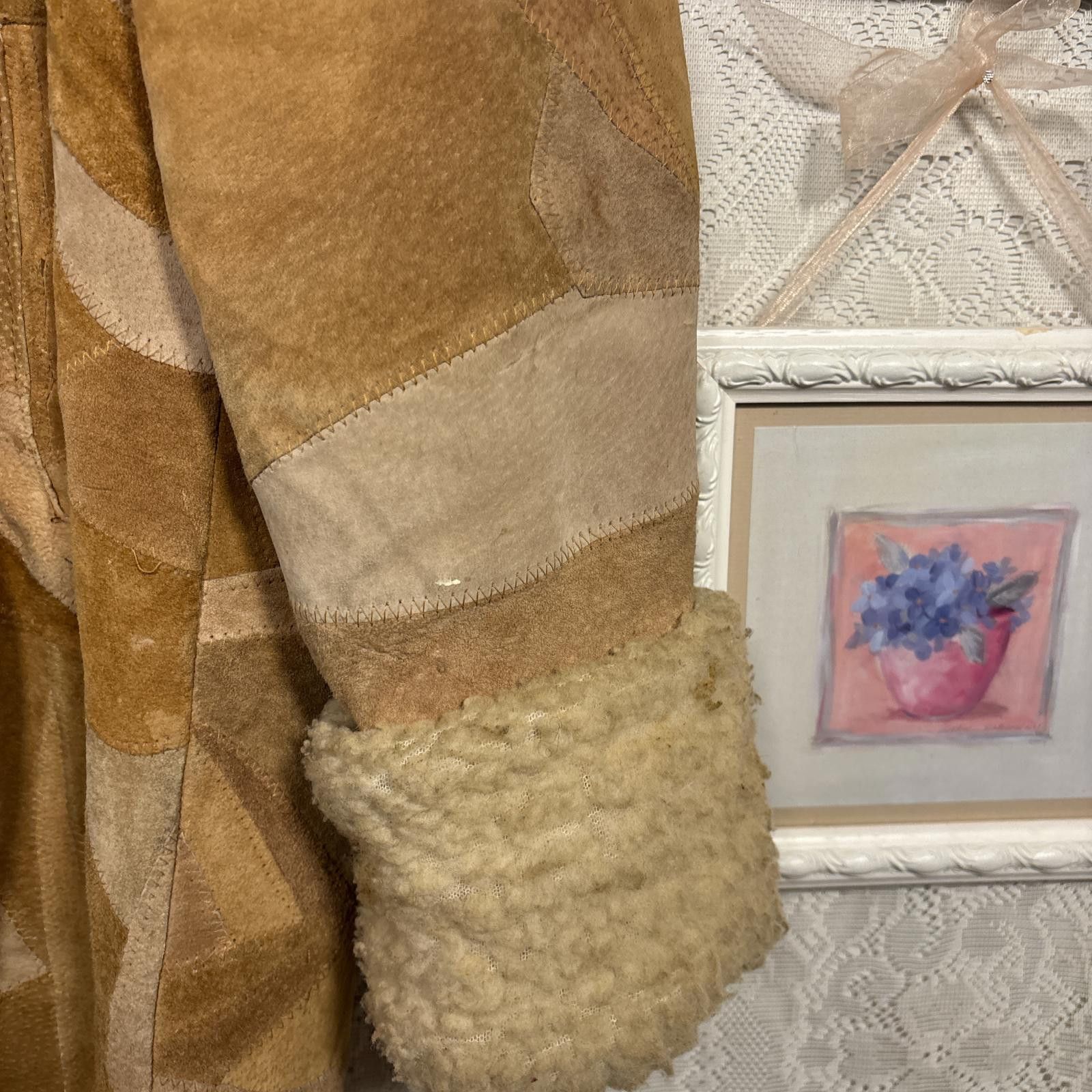 Other vintage leather patchwork hooded jacket with sherpa lining Size XL / US 12-14 / IT 48-50 - 2 Thumbnail