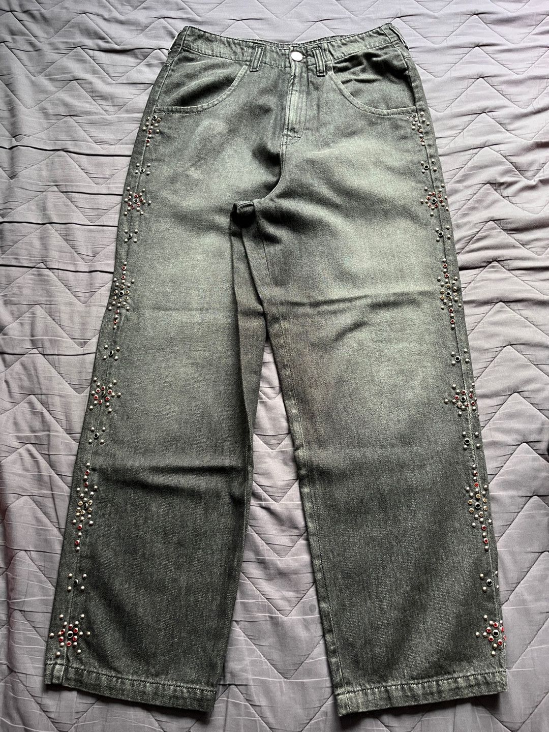 Bluemarble Bluemarble stud-embellished wide leg denim jean Size US 30 / EU 46 - 4 Thumbnail