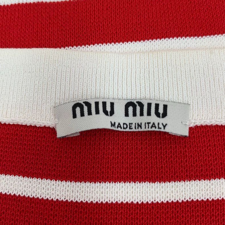 Prada MiuMiu Striped Knit Skirt with Logo Detail -2505 Size US 42 / EU 58 - 5 Thumbnail