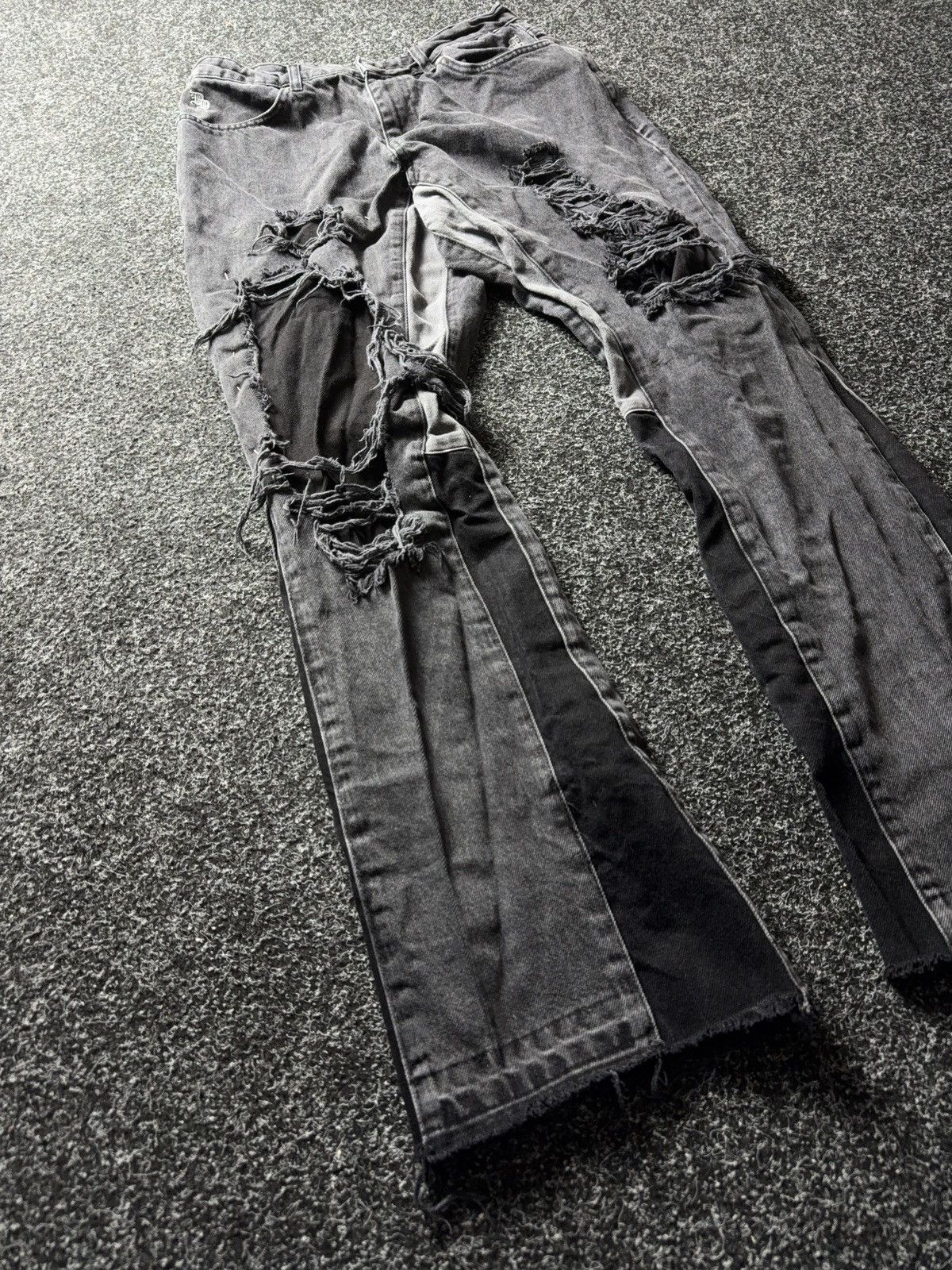 Japanese Brand Japanese Avant-Garde 00s Distressed Panel Jeans Wide Leg Y2K Size US 31 - 2 Thumbnail