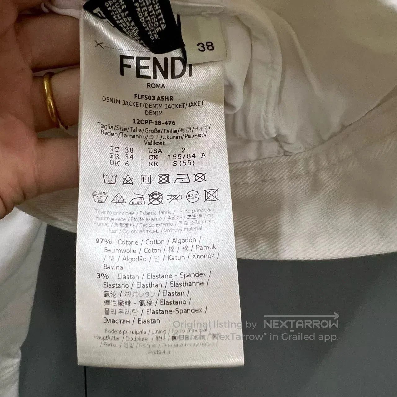 Fendi Fendi White Sequin Logo Cropped Denim Jacket. Size S / US 4 / IT 40 - 5 Thumbnail