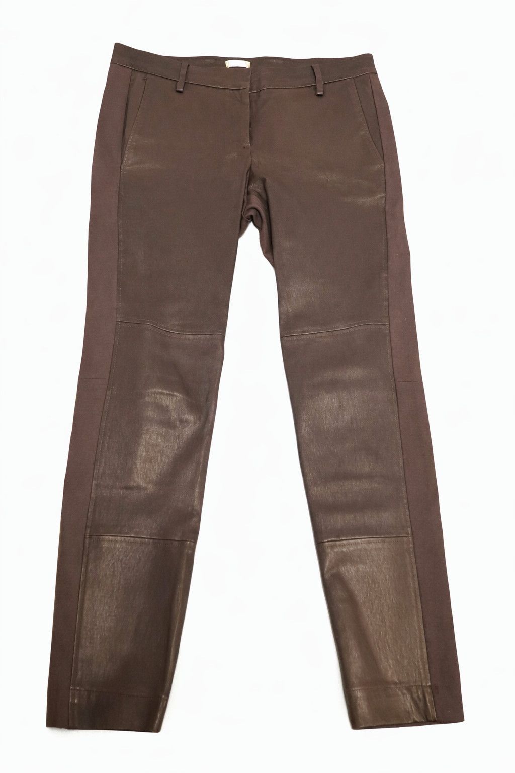 Brunello Cucinelli Brunello Cucinelli Brown Leather Panel Slim Fit Trousers Size 32" / US 10 / IT 46 - 1 Thumbnail