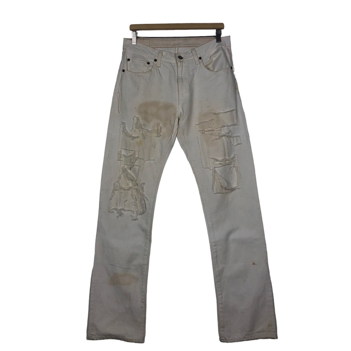 Japanese Brand 🔥Worn Rusty Design White Denim Johnbull Japan Size US 32 / EU 48 - 1 Thumbnail