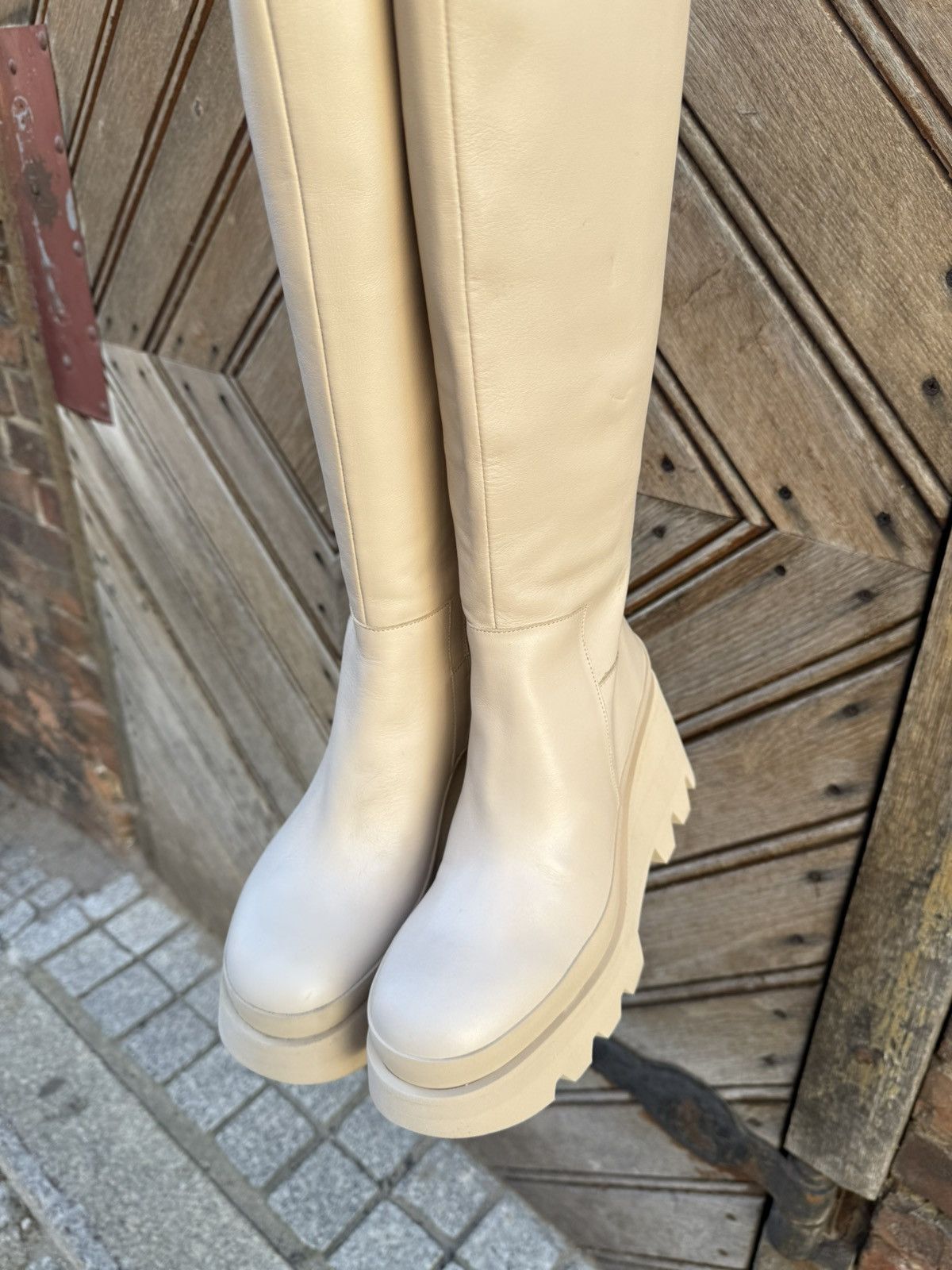 Paloma Bercelo Beige leather wedge boots size 38 Size US 7.5 / IT 37.5 - 6 Thumbnail