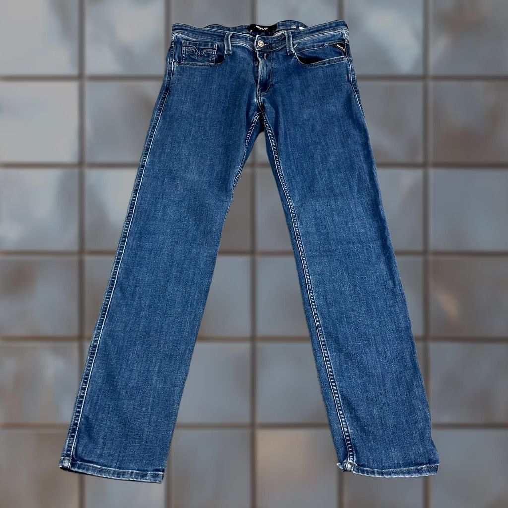 Replay Replay Jeans Regular Tapered 34 32 Medium Wash Blue Stretch Anbass Mens Jeans Size US 34 / EU 50 - 1 Thumbnail