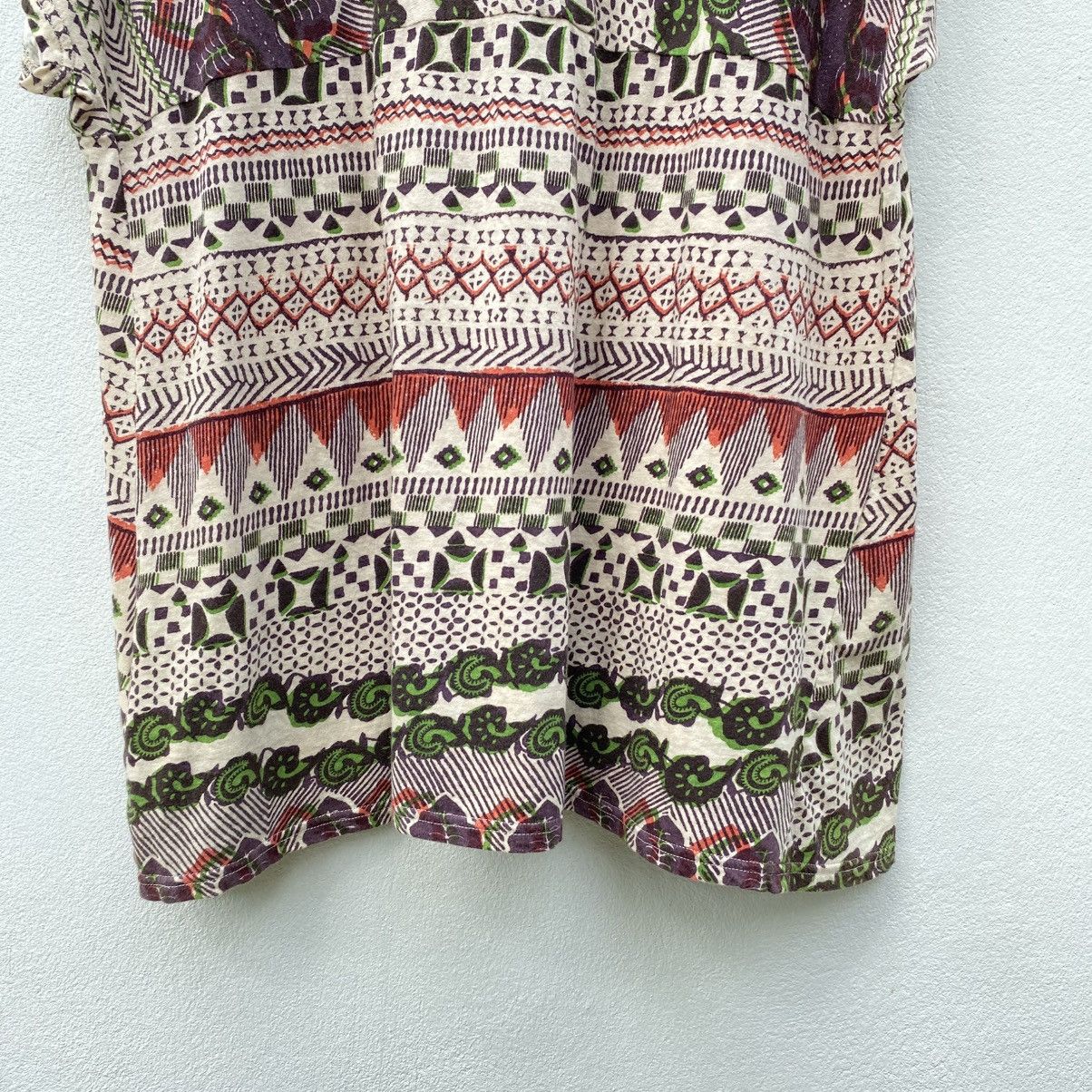 Issey Miyake Plantation White Stretch Tee with Brown & Green Print Size M / US 6-8 / IT 42-44 - 6 Thumbnail