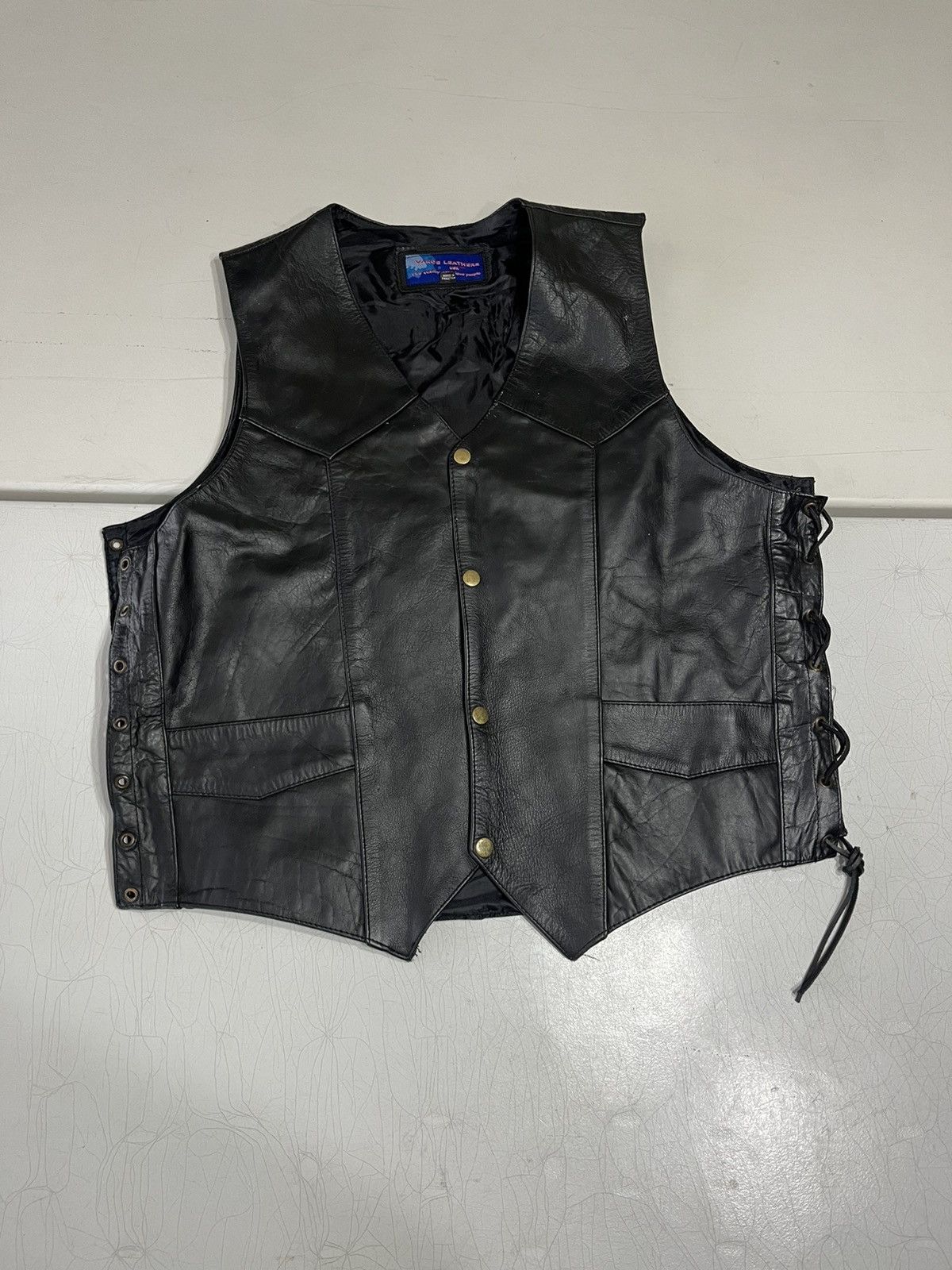 Vintage Vintage Vance leathers biker riding leather vest Size US M / EU 48-50 / 2 - 1 Thumbnail
