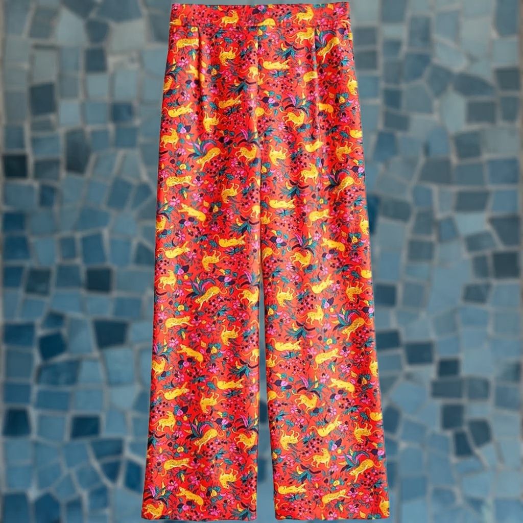 J.Crew J.Crew Collection Pant Women's 8 Silk Twill Pull On In Jungle Cat Floral Print Size 30" / US 8 / IT 44 - 1 Thumbnail