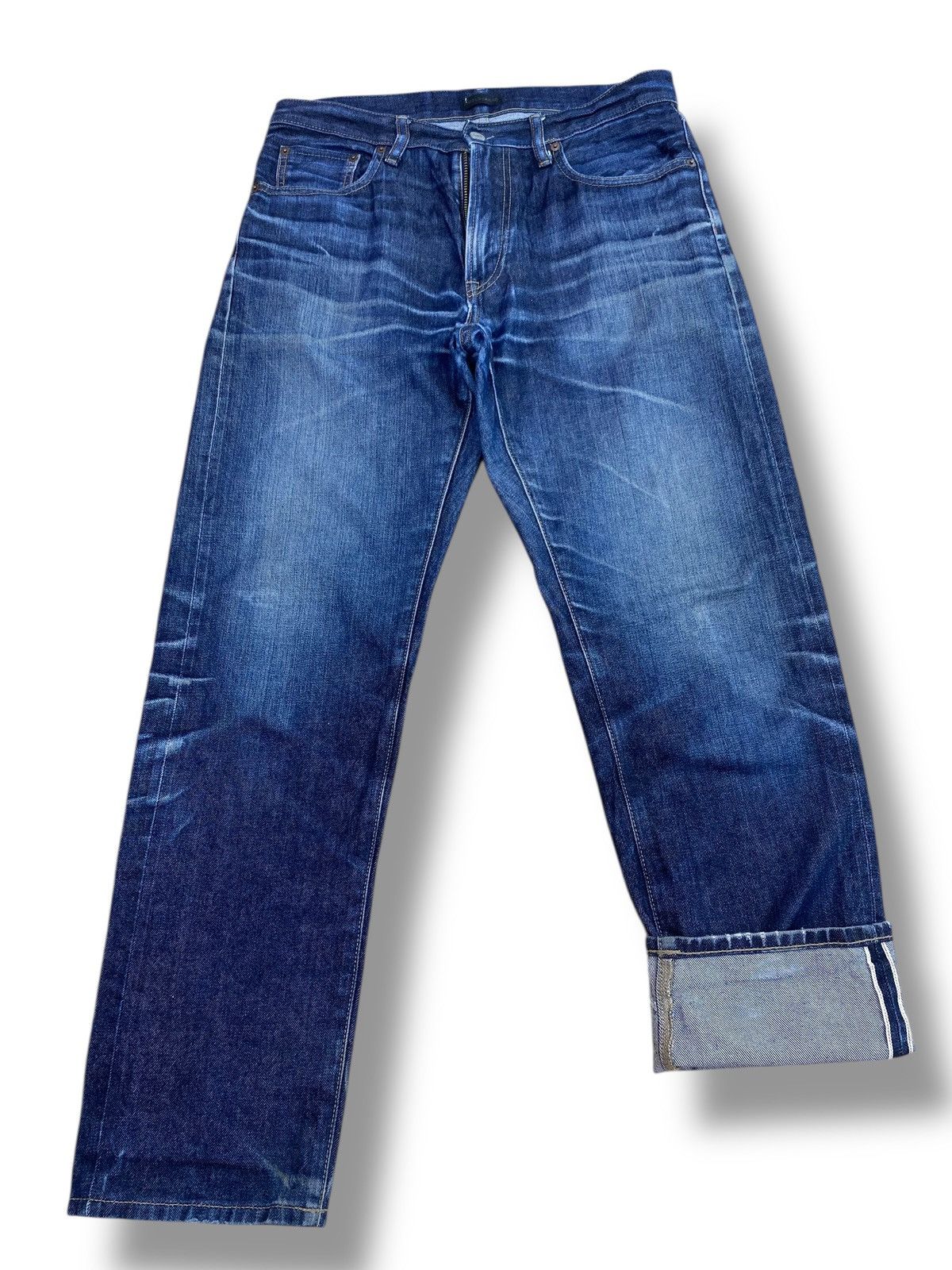 Uniqlo Uniqlo X Selvedge Whiskers Faded Wash Style Straight Jeans Size US 33 - 1 Thumbnail