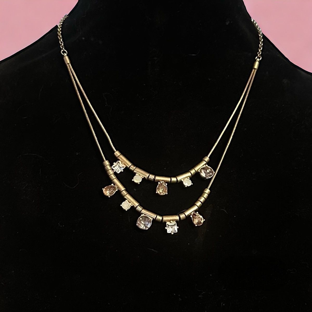 Loft × Vintage Vintage Loft gold tone layered opal and rhinestone necklace Size ONE SIZE - 1 Thumbnail