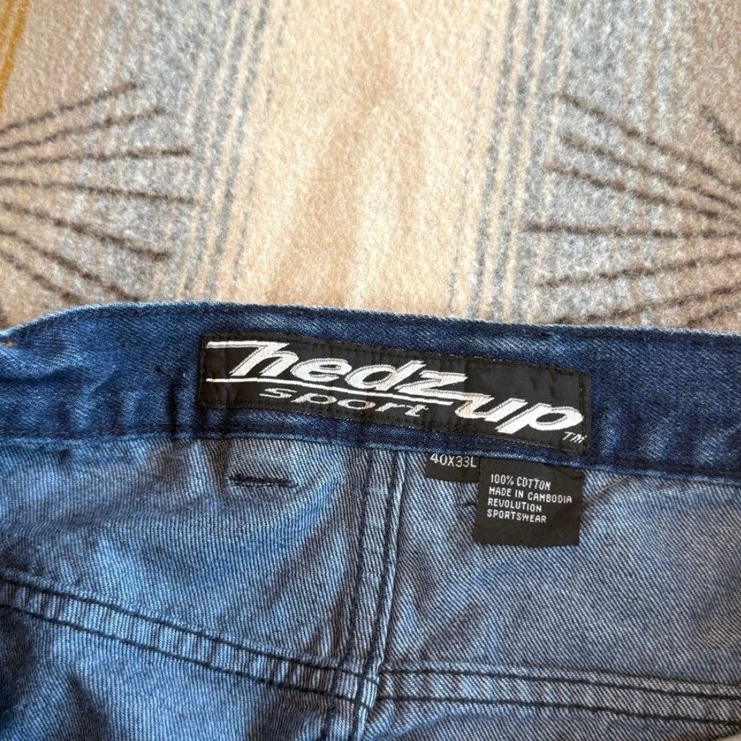Denime VINTAGE Hedz Up Jeans Denim Wide-Leg 38x33 Men Regular Blue Y2K Skate Grunge Streetwear 90s Size US 38 / EU 54 - 3 Thumbnail