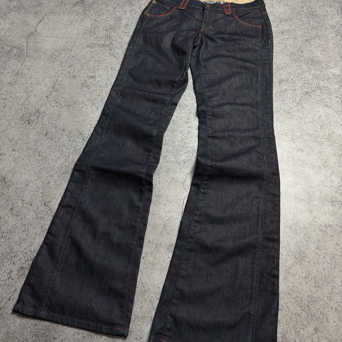 John Galliano NEW Galliano Y2K 00s Flared Jeans Size 28" / US 6 / IT 42 - 3 Thumbnail