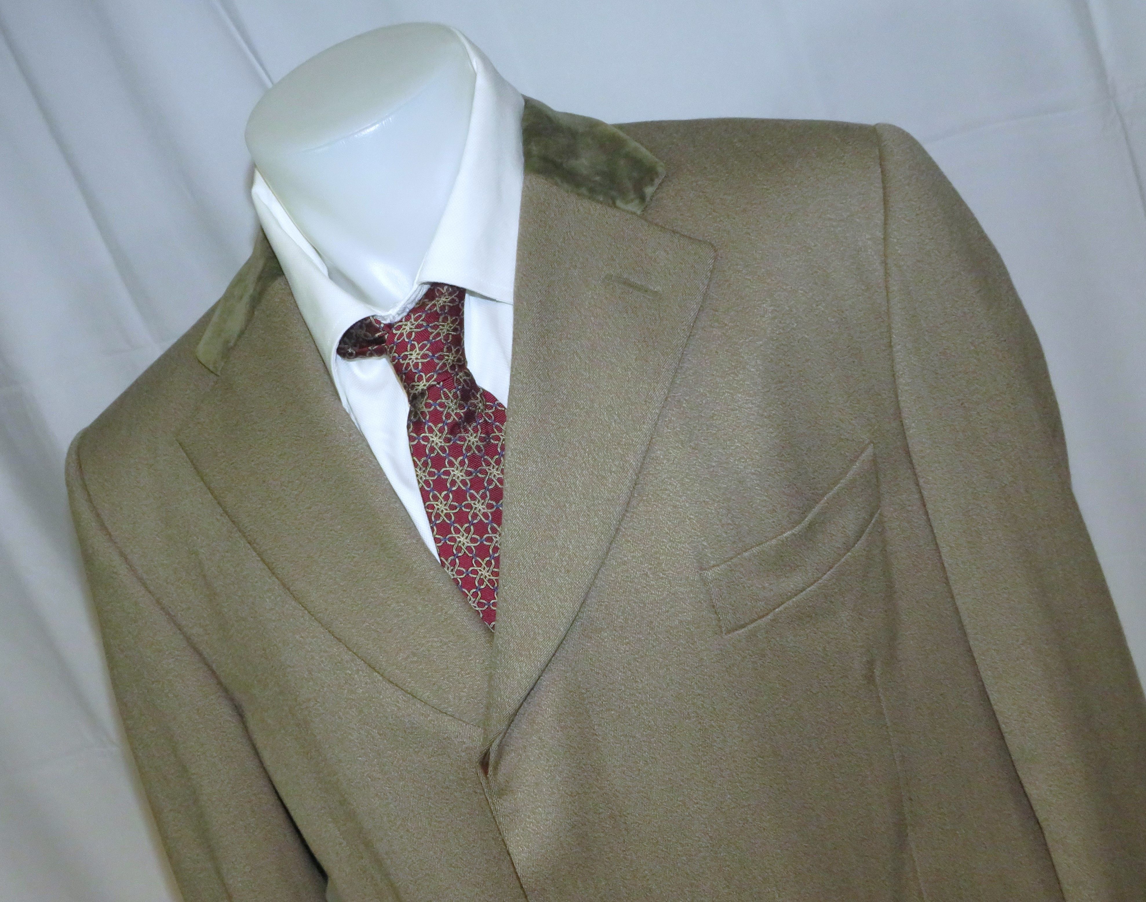 Paul Stuart Taupe Gabardine Velvet Collar Chesterfield 40S Size US M / EU 48-50 / 2 - 4 Thumbnail