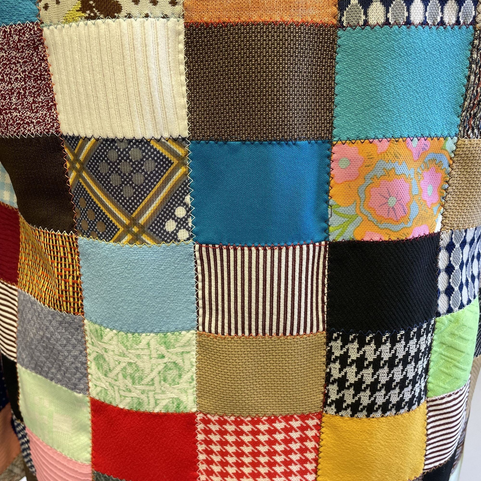 Other Vtg Handmade MoD Multi Color QUILT Patchwork Hippie Shirt Size L / US 10 / IT 46 - 6 Thumbnail