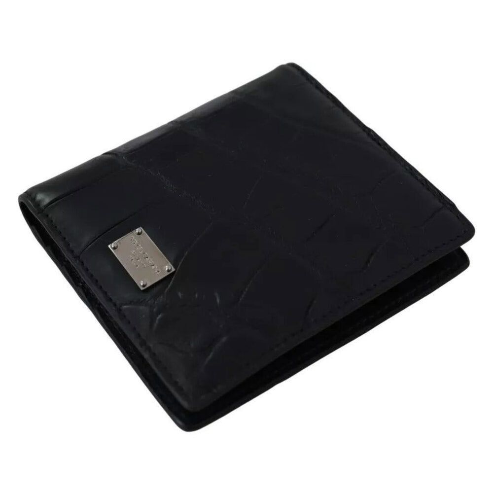 Dolce & Gabbana Dolce & Gabbana Black Exotic Leather Bifold Card Holder Wall Size ONE SIZE - 7 Thumbnail