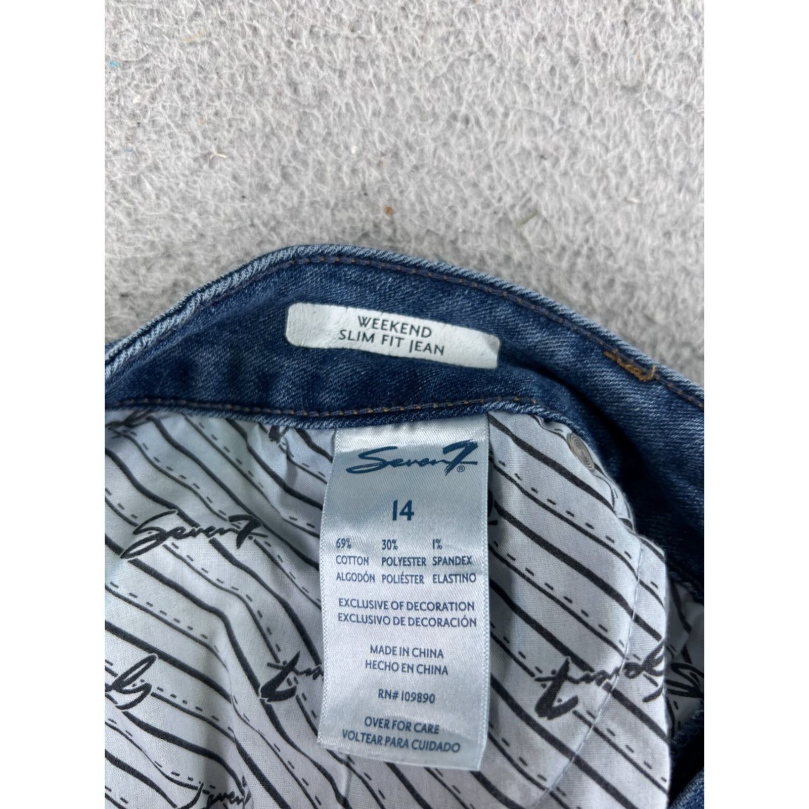 Vintage Seven7 Pants Women Blue Jean Denim Medium Wash Weekend Slim Fit Raw Hem 14 33x29 Size 36" / US 14 / IT 50 - 7 Thumbnail
