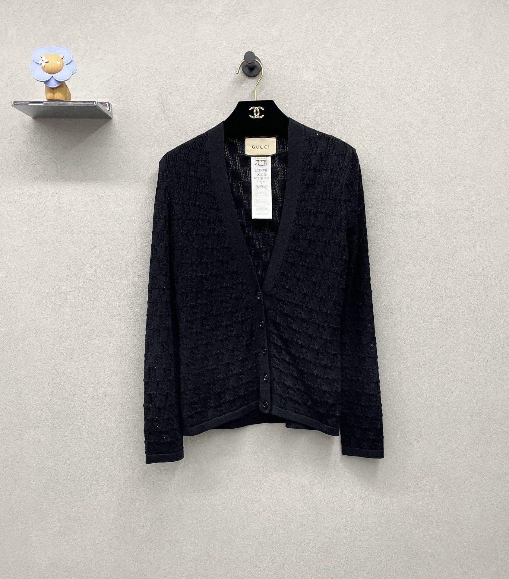 Gucci Gucci Black jacquard knitted cardigan sweater 2501-Nextarro Size US S / EU 44-46 / 1 - 1 Thumbnail