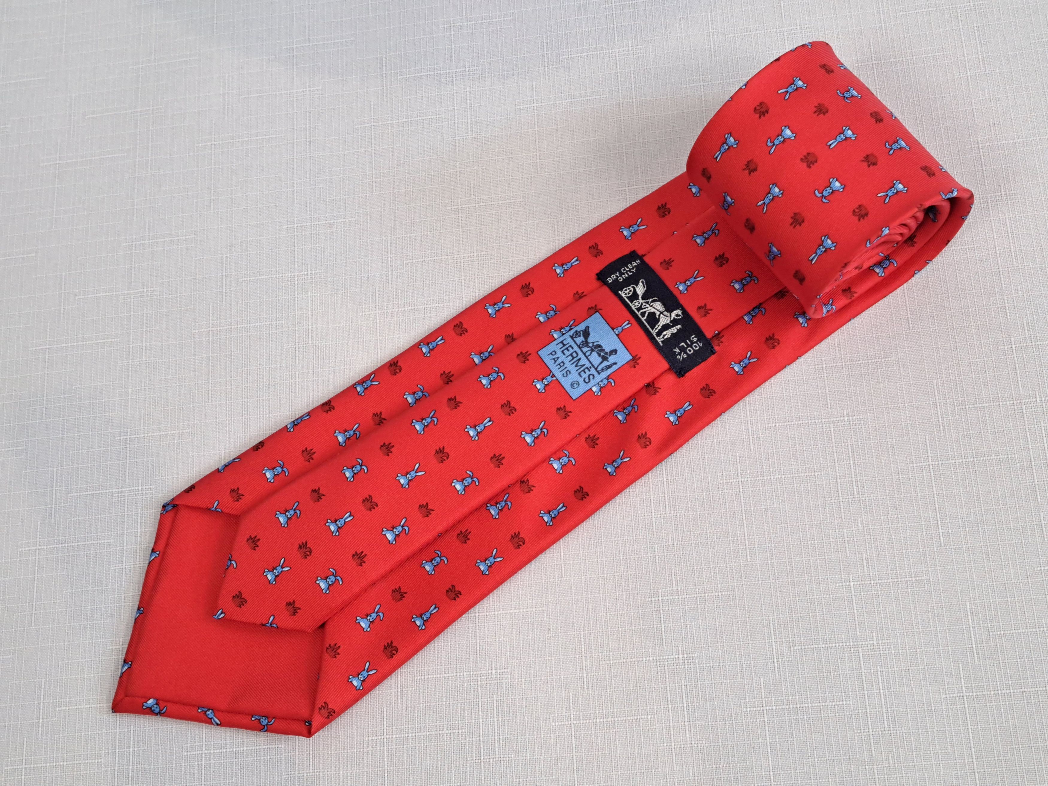 Hermes HERMÈS Paris silk tie funny rabbits pattern 5243 SA. Size ONE SIZE - 2 Thumbnail
