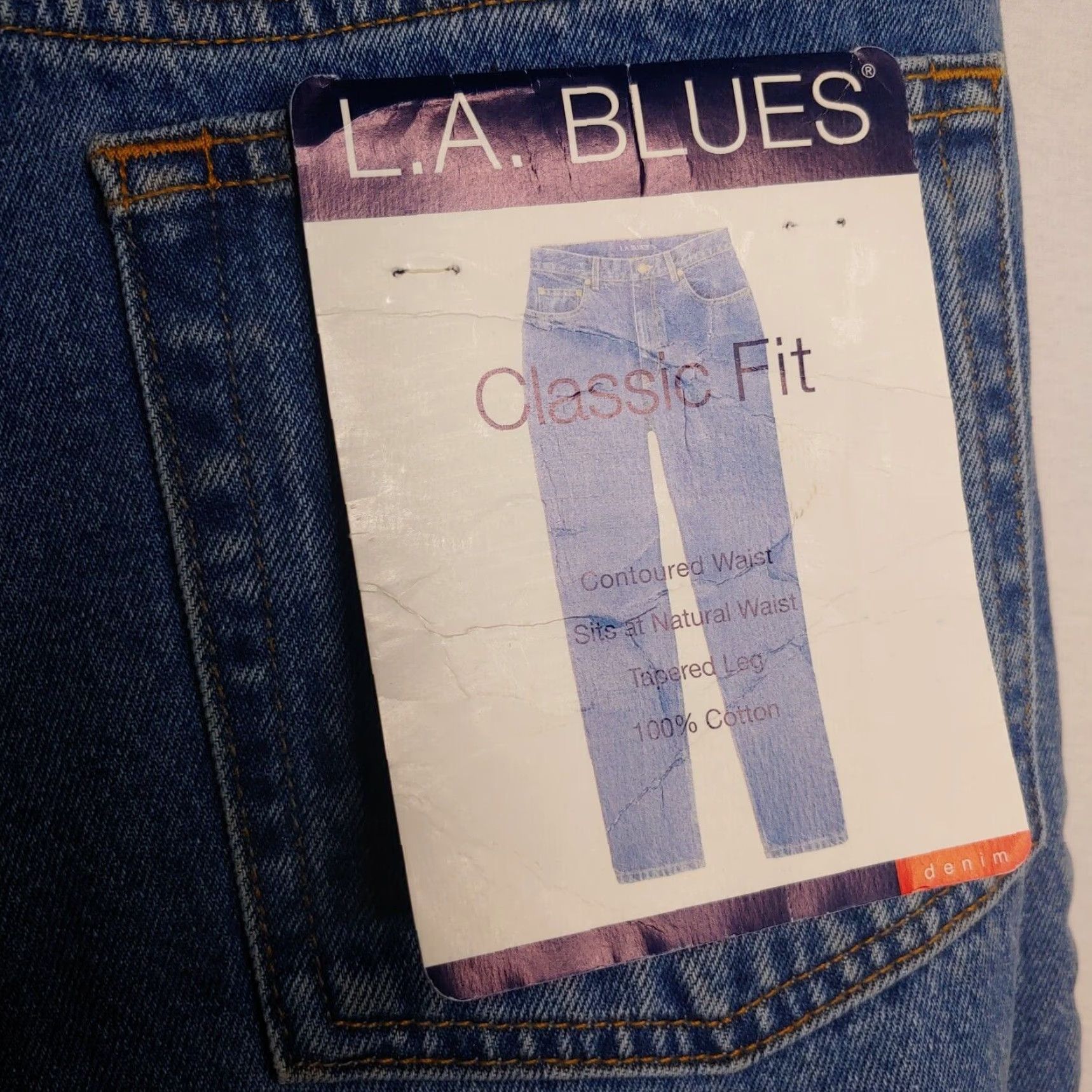 Vintage VINTAGE L.A. Blues Womens Jeans Mom Style Medium Wash Blue 14 Regular Denim 90s Classic Fit Size 36" / US 14 / IT 50 - 6 Thumbnail