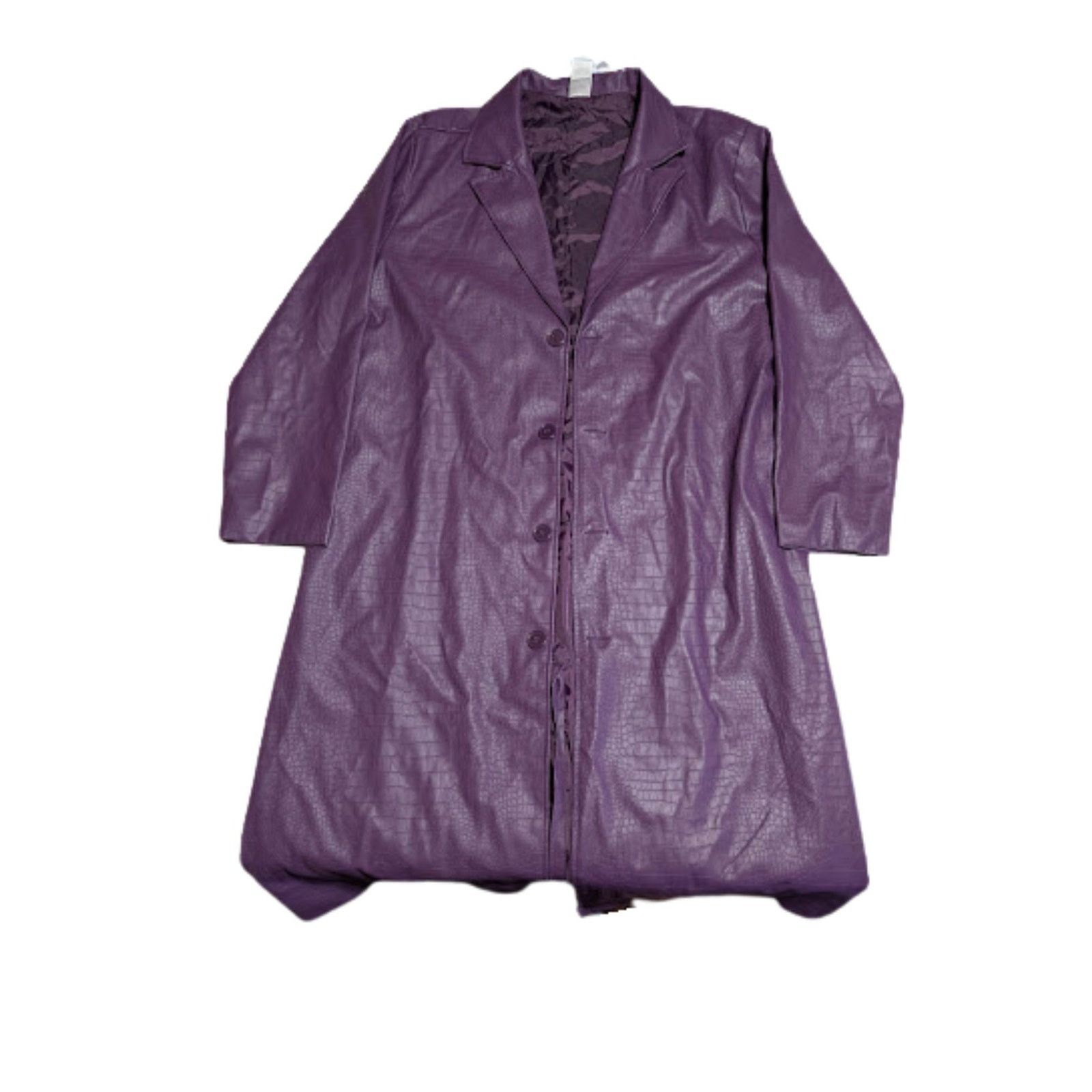 Unknown London Suicide Squad Joker Purple Faux Leather Coat Men's L USED Size US L / EU 52-54 / 3 - 5 Thumbnail