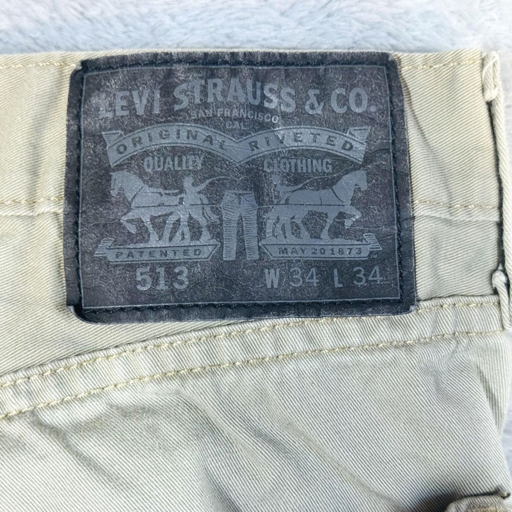 Levi's Levi'S 513 Jeans Men Light Wash Slim Tapered Denim Mid Rise Beige Casual Size US 34 / EU 50 - 3 Thumbnail