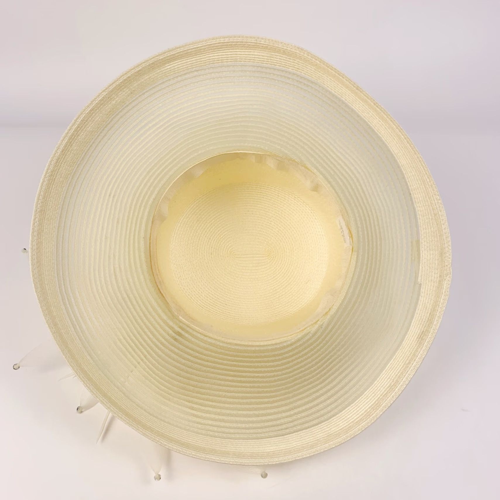 Vintage VINTAGE Derby Hat - Made in Taiwan - Ivory Polypropylene Church Tea Fancy Hat, 1980s, Tulle, Special Occasion, Unbranded, Mens/Womens Size ONE SIZE - 5 Thumbnail